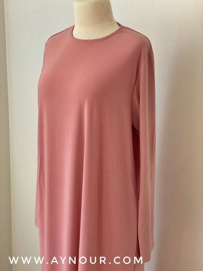 Basic rosy Under Dress with Sleeve For Abaya and Transparent Dresses - Aynour.com