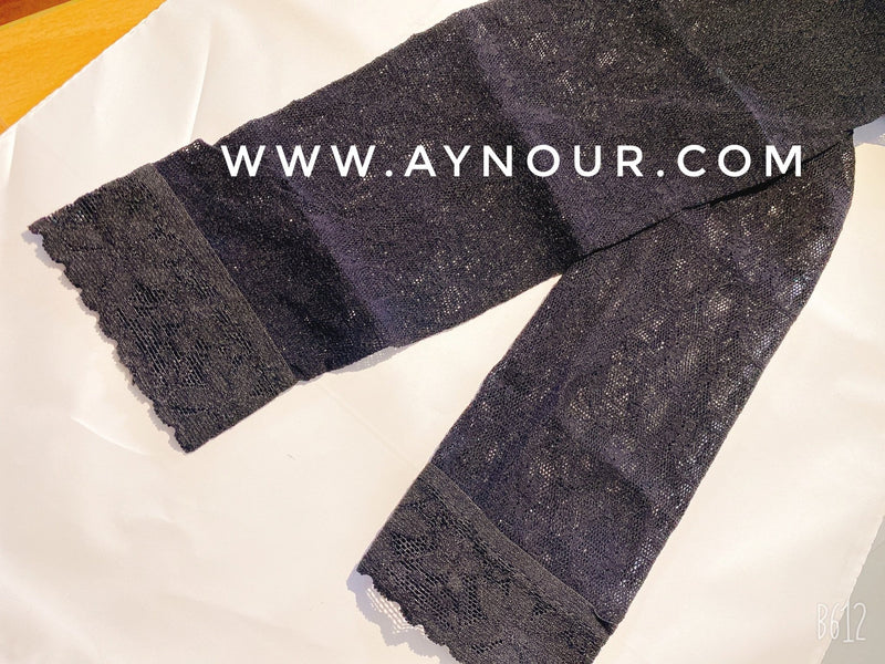 Black lace Full Arm Cover Up Sleeve basic hijab need - Aynour.com