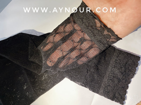 Black lace Full Arm Cover Up Sleeve basic hijab need - Aynour.com