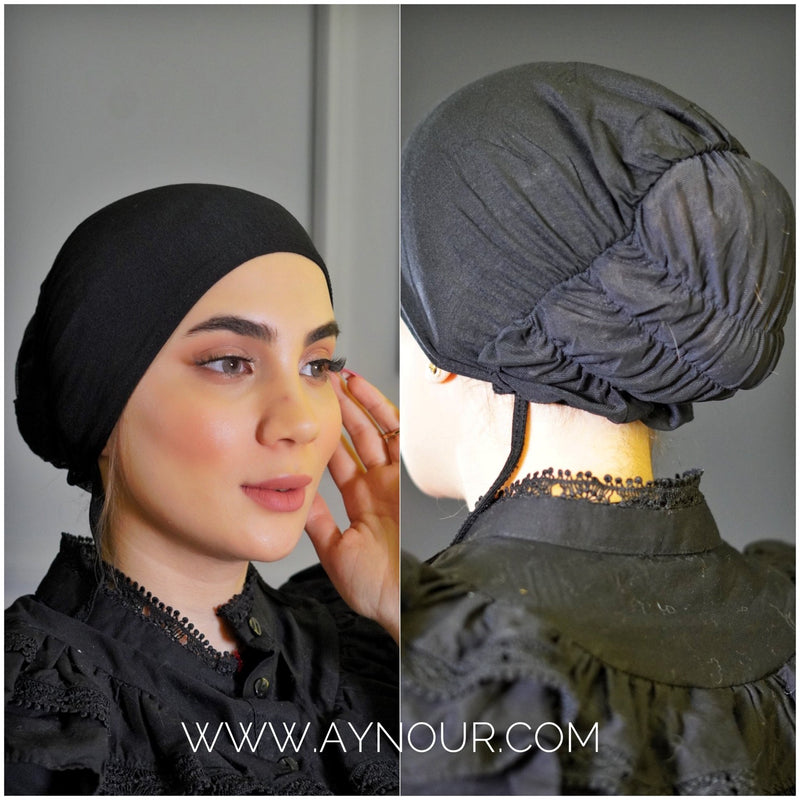 Breathable Black Full head Underscarf cap fully cover Hijab 2022 - Aynour.com