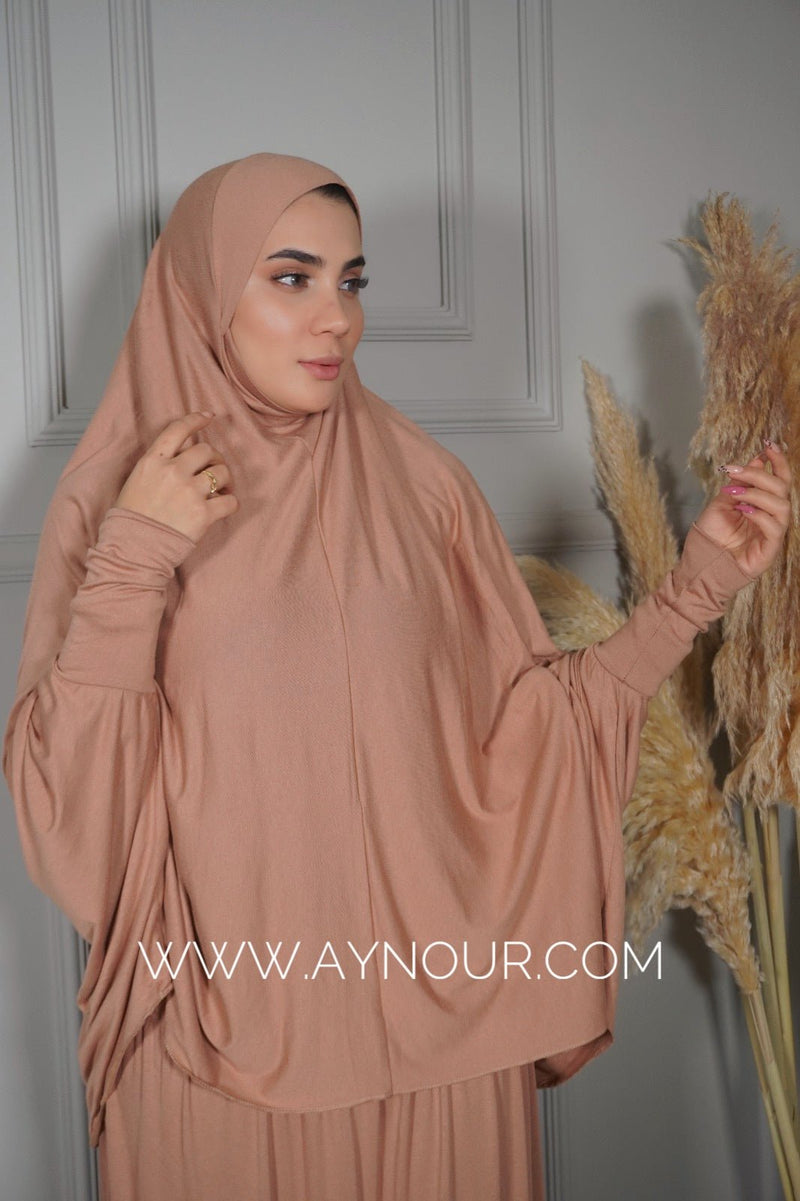 Breathable Prayer Set 2 Piece Headscarf Skirt Islamic Hijab Luxurious Cotton Lycra - Aynour.com