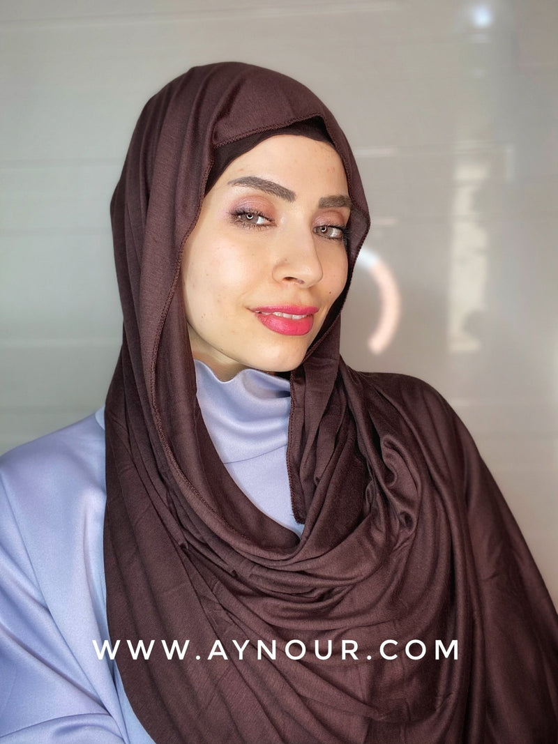 Brown cotton normal basic scarf Hijab 2021 - Aynour.com