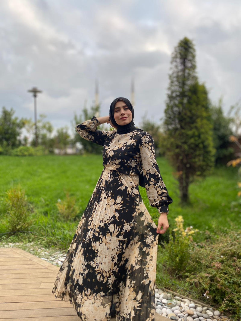 Classy Flower Prints Modest Dress 2020 - Aynour.com