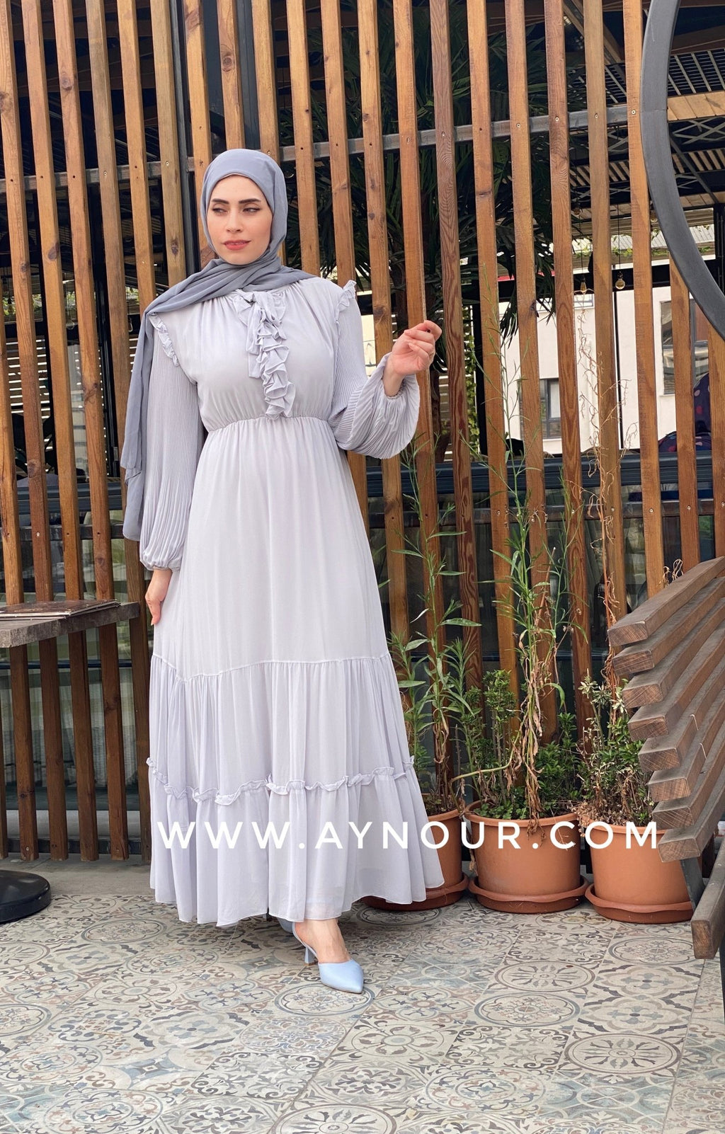 Modest hotsell gray dress