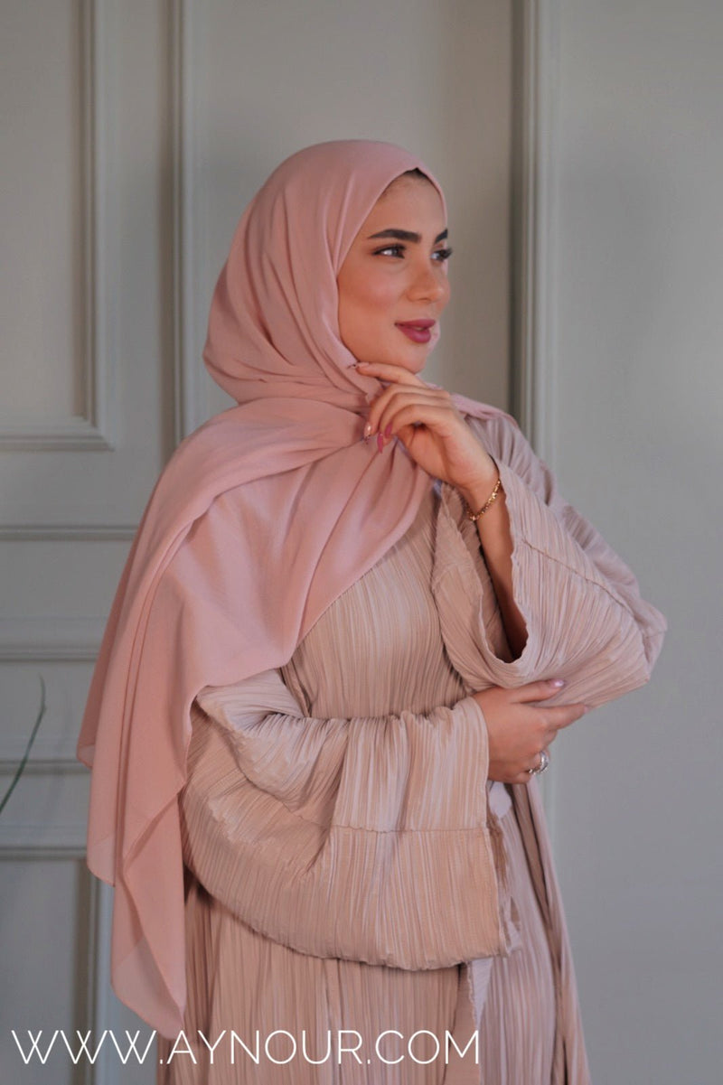 JOOD soft Bieage luxurious platted abaya - Aynour.com