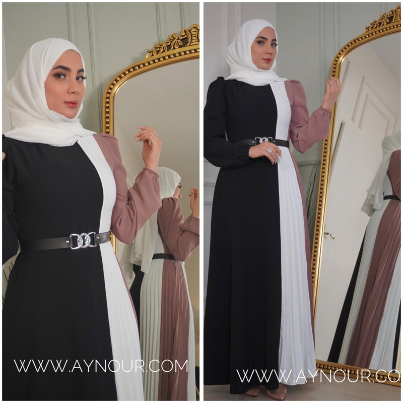 Mocha three shades Modest Dress Eid collection 2022 - Aynour.com