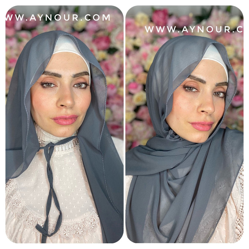 NEW Ribbon No Pin Chiffon Scarf Instant Hijab - Aynour.com