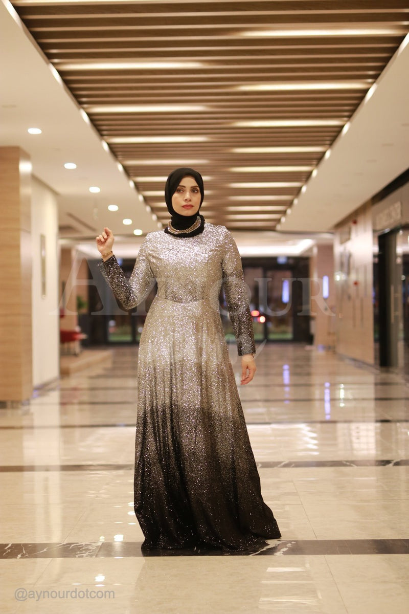 Plus Size Fully Sparkles Diamond feeling Modest Dress 2020 - Aynour.com