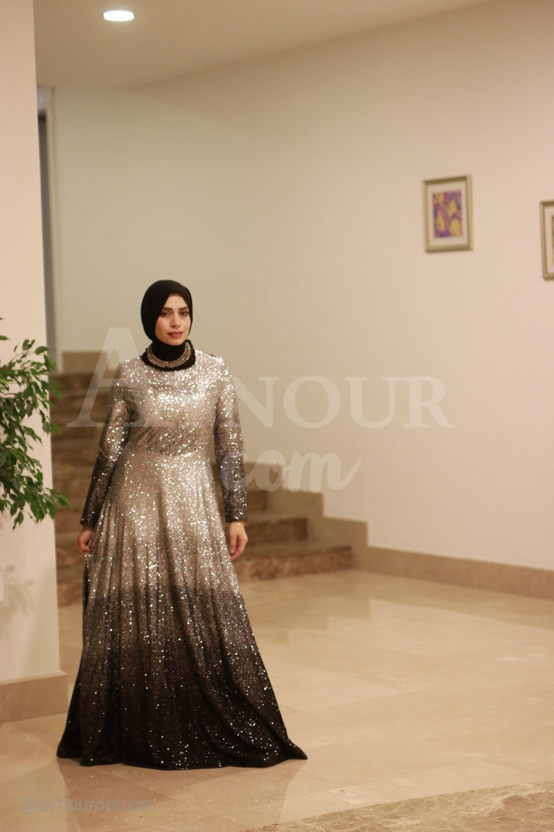 Plus Size Fully Sparkles Diamond feeling Modest Dress 2020 - Aynour.com