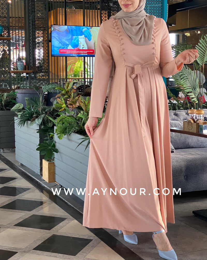 Rosy Daiana crepe Elegant Modest Dress - Aynour.com
