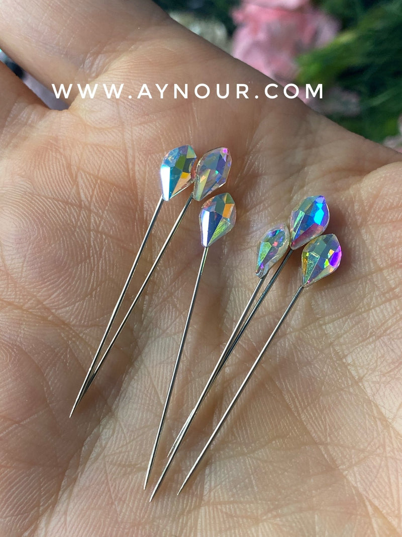 White crystals 3 luxurious basic pins - Aynour.com