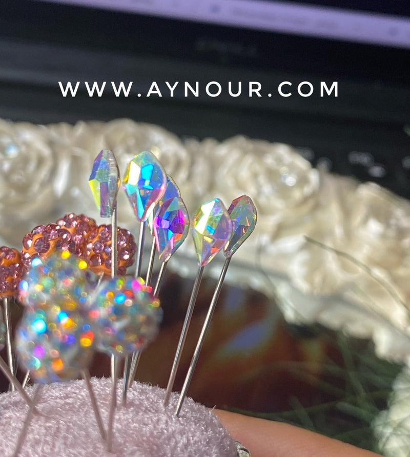 White crystals 3 luxurious basic pins - Aynour.com
