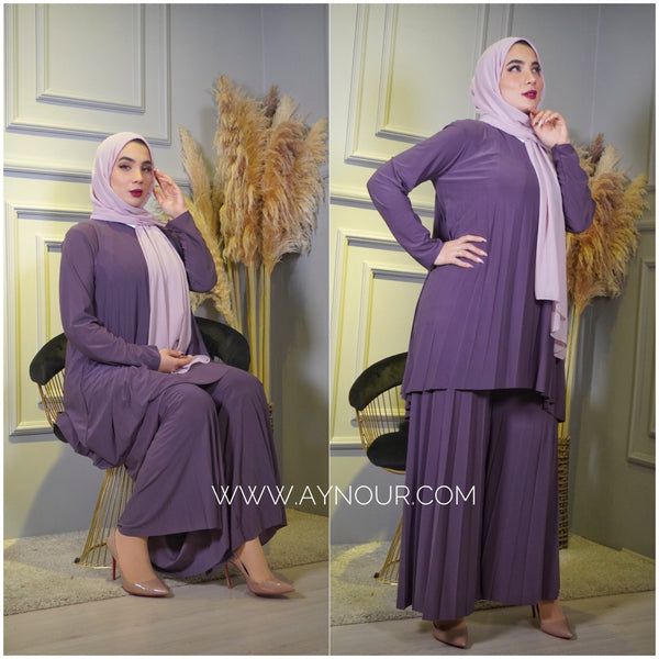 Wide one size Islamic classy suit 2 pieces top and pant - Aynour.com